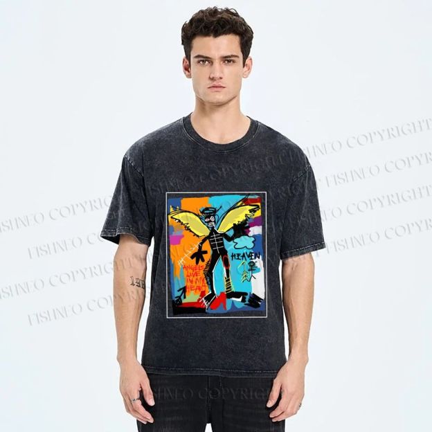 Unisex Angels Live in My Heart Printed Washed Tee