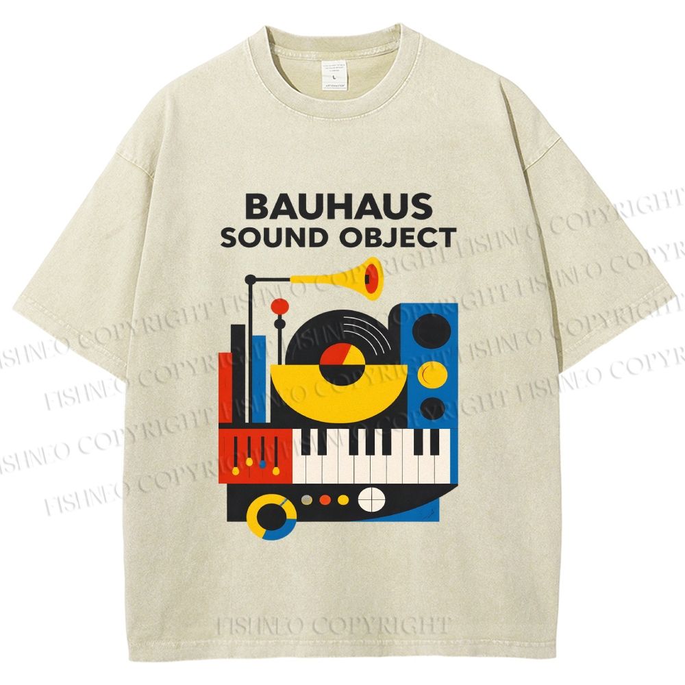 Unisex Bauhaus Sound Object Printed Washed Tee