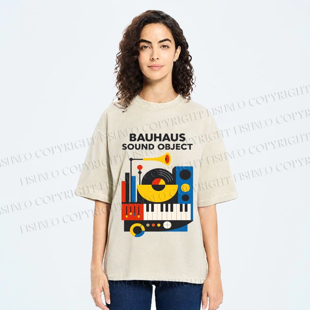 Unisex Bauhaus Sound Object Printed Washed Tee