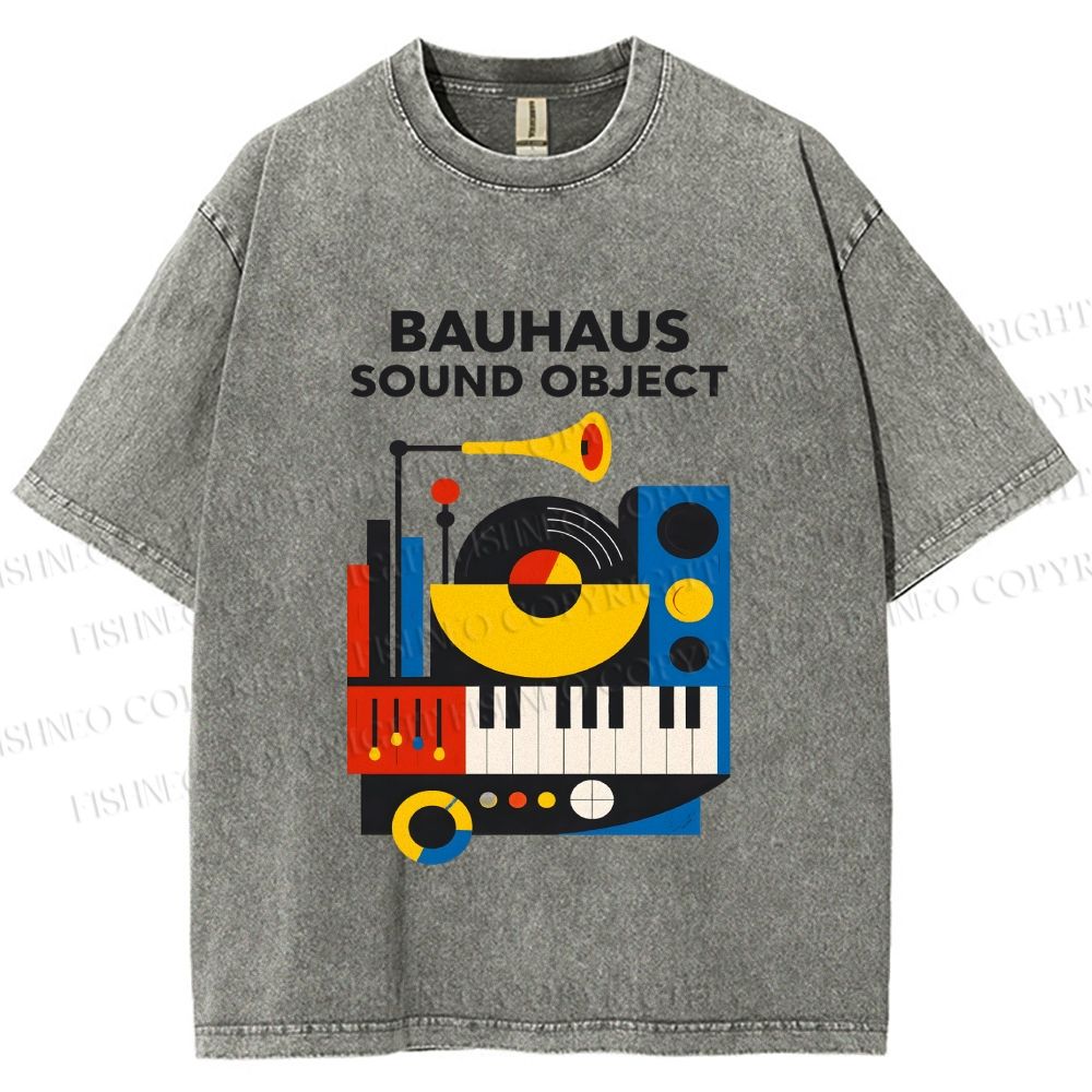 Unisex Bauhaus Sound Object Printed Washed Tee