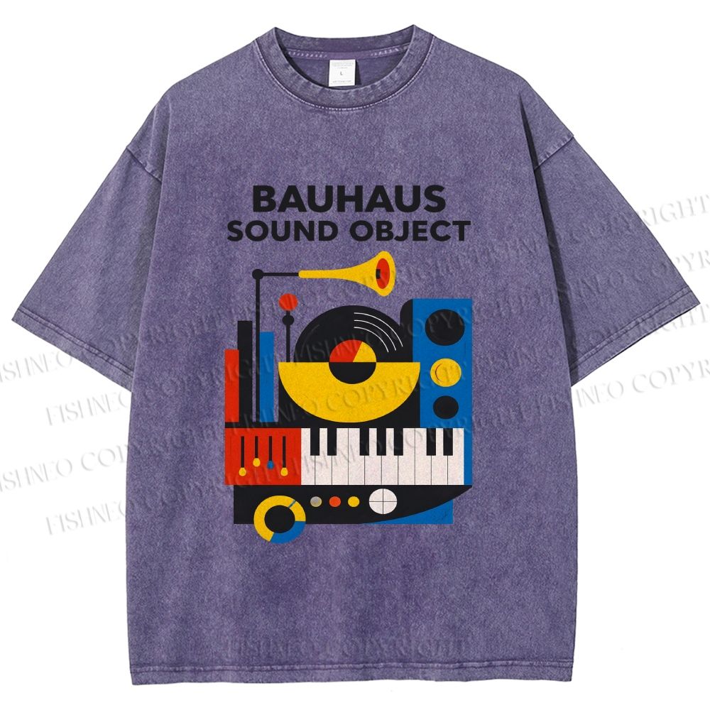 Unisex Bauhaus Sound Object Printed Washed Tee