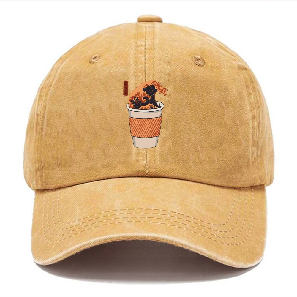  The Great Wave Coffee Washed Cap