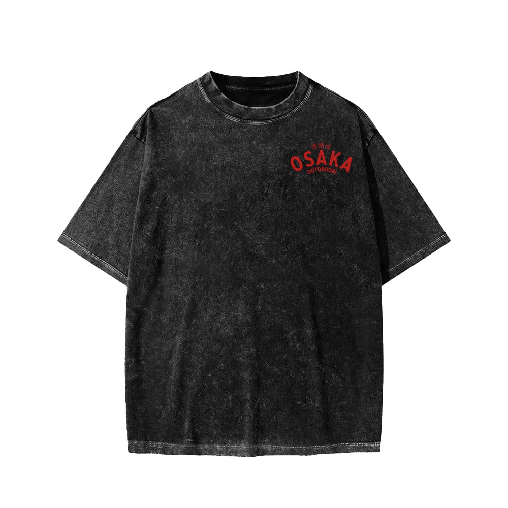 Osaka Dotonbori Drunken Octopus Vintage Wash Japanese Design Back Art T-Shirt