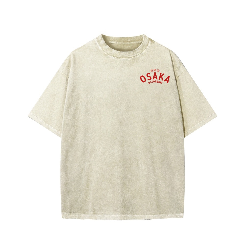 Osaka Dotonbori Drunken Octopus Vintage Wash Japanese Design Back Art T-Shirt