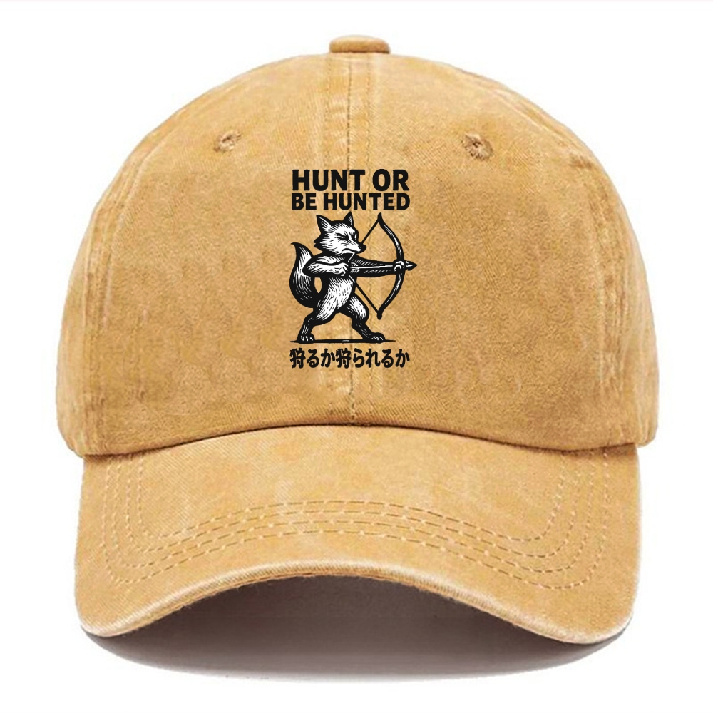 Hunt or Be Hunted - Fox drawing bow and Washed Cap