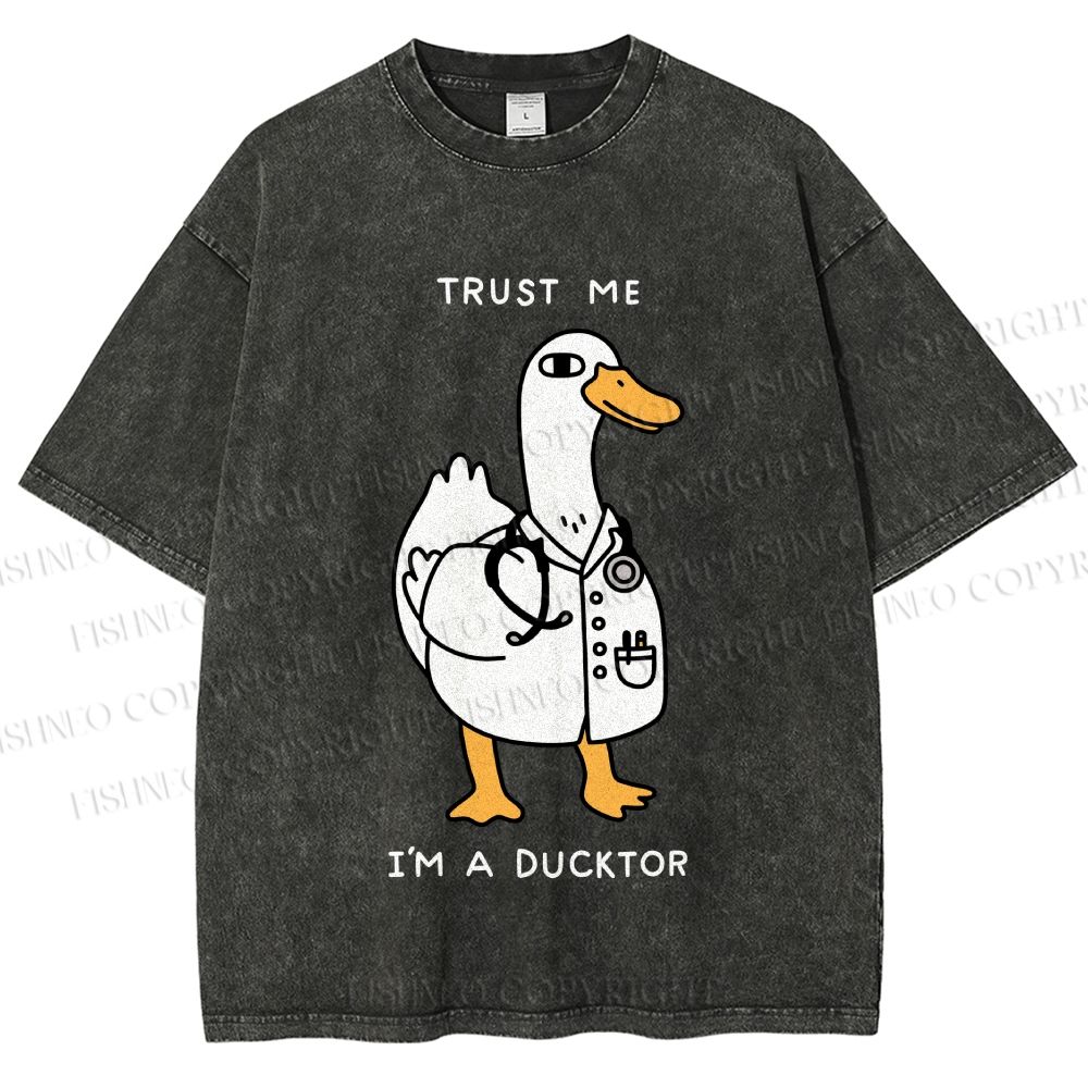 Unisex Trust Me I'm A Ducktor Printed Washed Tee
