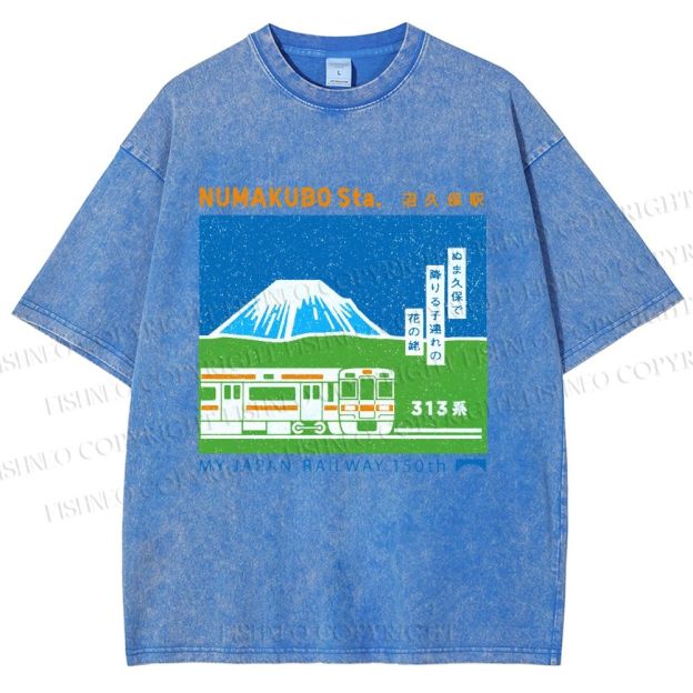 Unisex Numakubo Station Printed Washed Tee