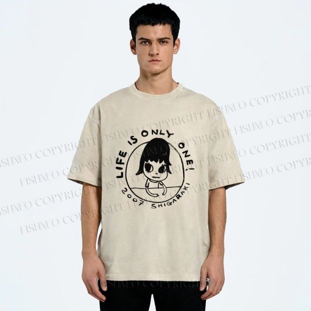 Unisex Yoshitomo Nara Life is Only One Printed Washed Tee