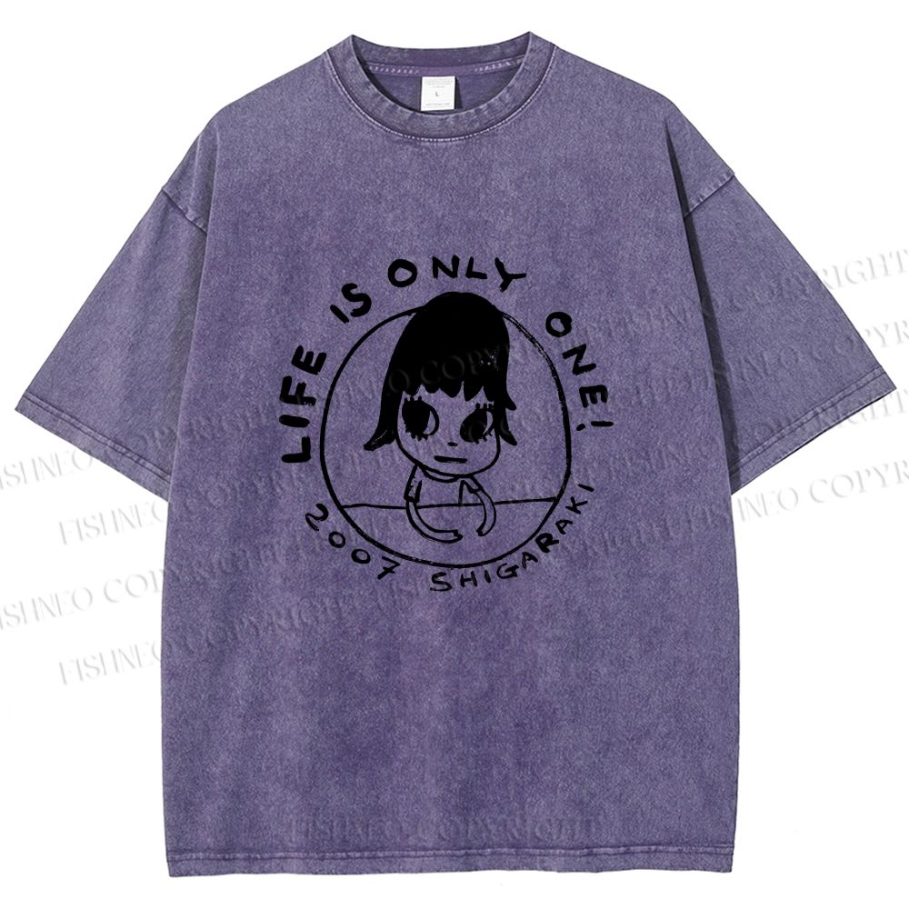 Unisex Yoshitomo Nara Life is Only One Printed Washed Tee