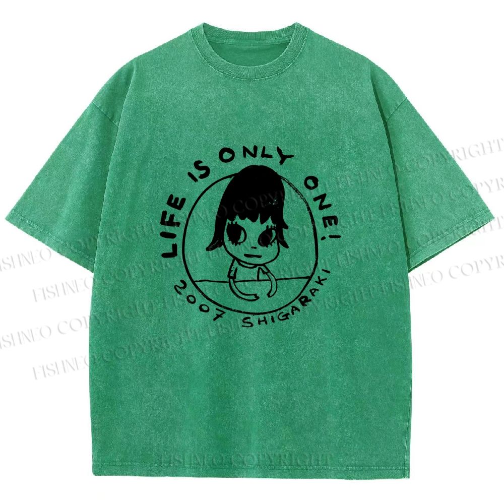 Unisex Yoshitomo Nara Life is Only One Printed Washed Tee