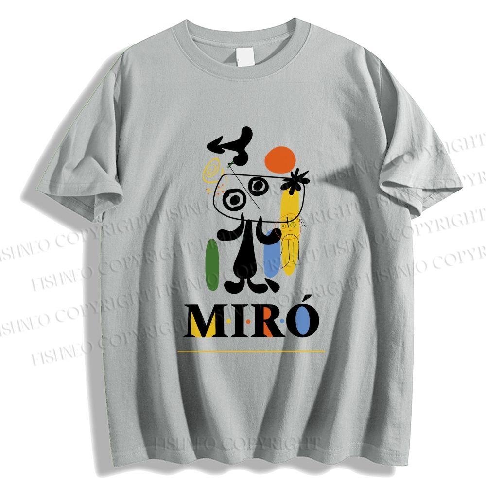 Unisex Classic Cotton Joan Miró Style Dog Printed T-shirt