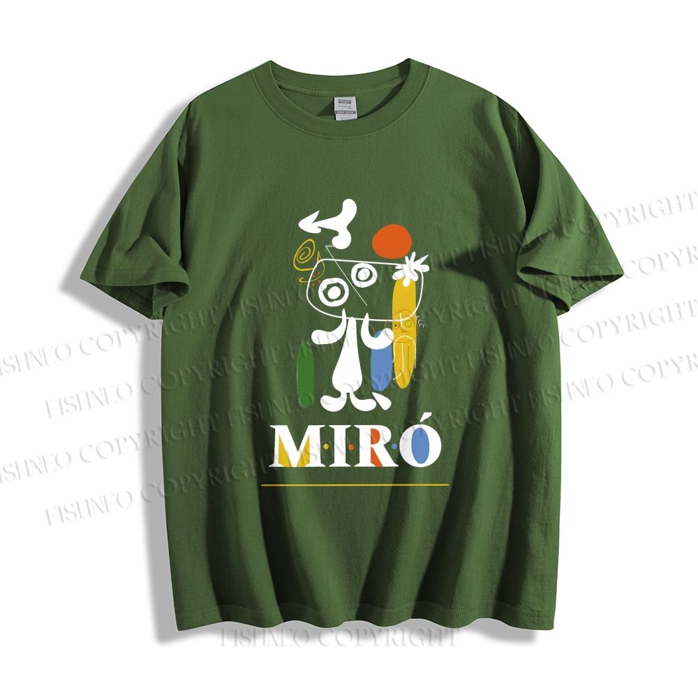 Unisex Classic Cotton Joan Miró Style Dog Printed T-shirt