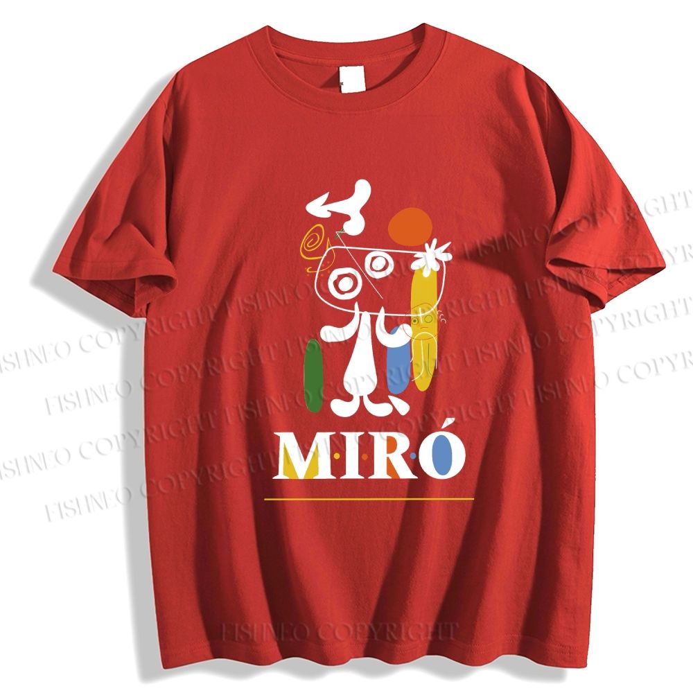 Unisex Classic Cotton Joan Miró Style Dog Printed T-shirt