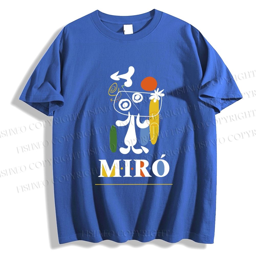 Unisex Classic Cotton Joan Miró Style Dog Printed T-shirt