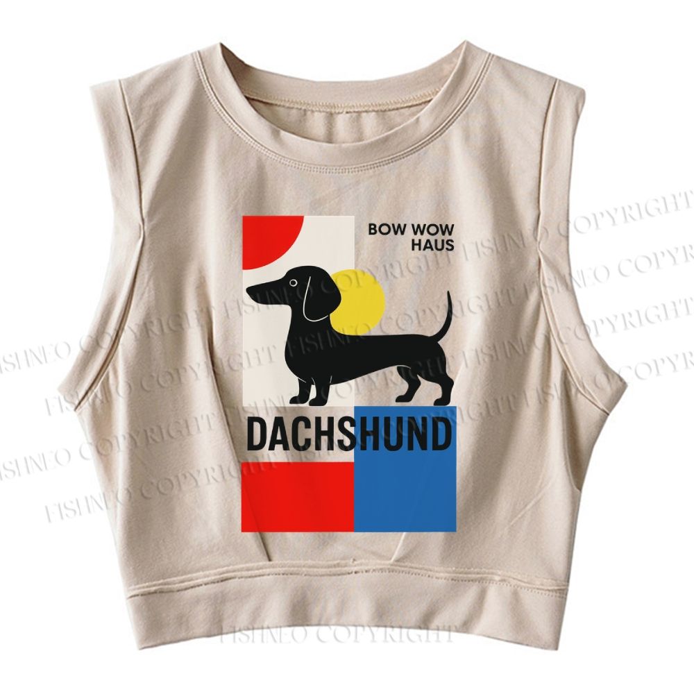 Bauhaus Dachshund  Sleeveless Crop Tops