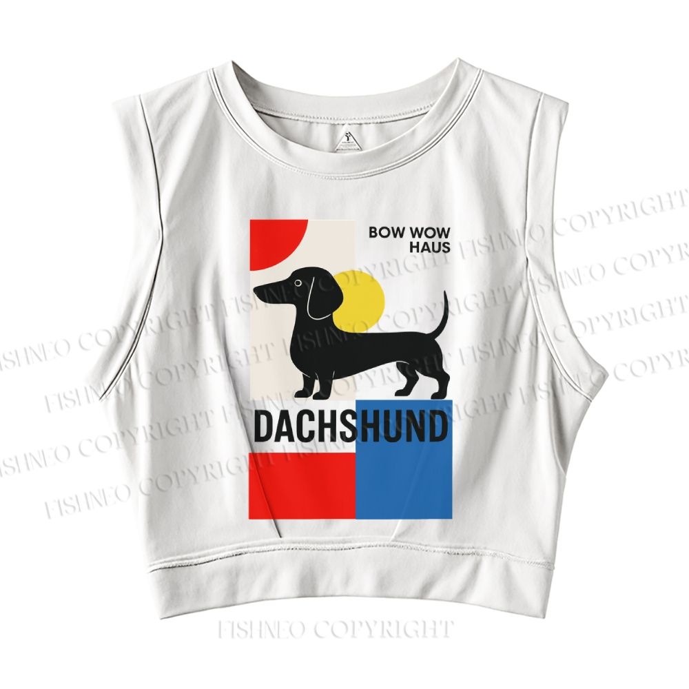 Bauhaus Dachshund  Sleeveless Crop Tops