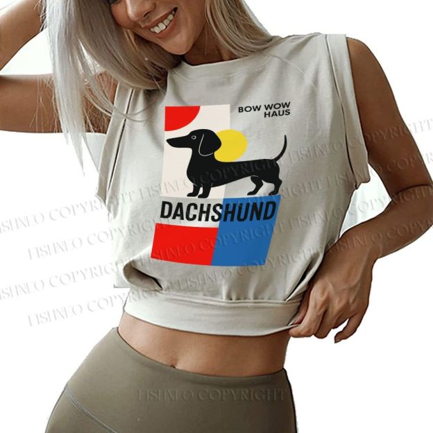 Bauhaus Dachshund  Sleeveless Crop Tops