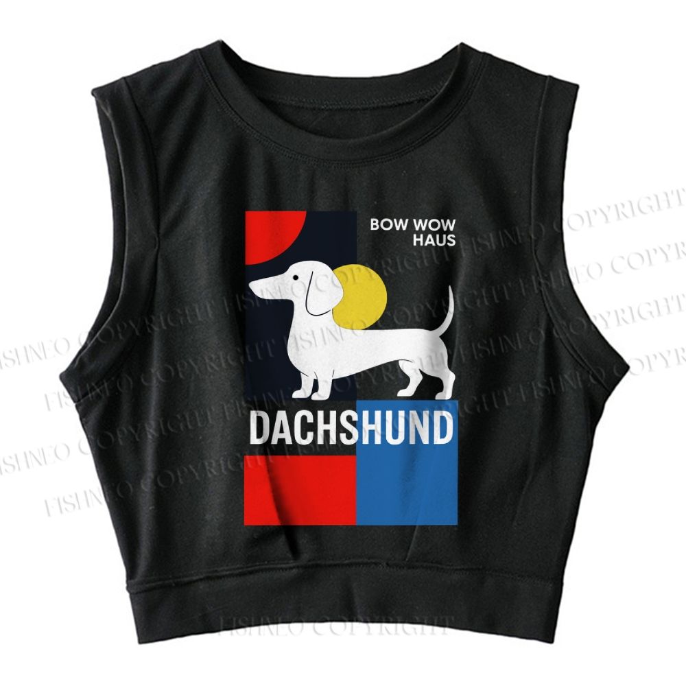 Bauhaus Dachshund  Sleeveless Crop Tops