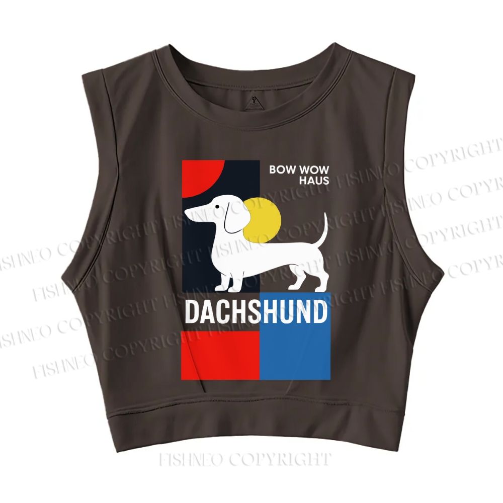 Bauhaus Dachshund  Sleeveless Crop Tops