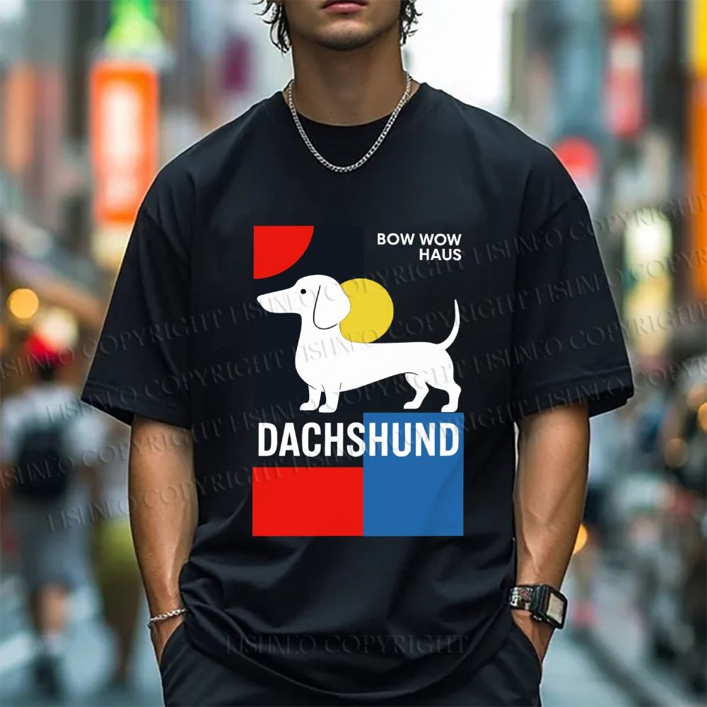 Unisex Classic Cotton Bauhaus Dachshund Printed T-shirt