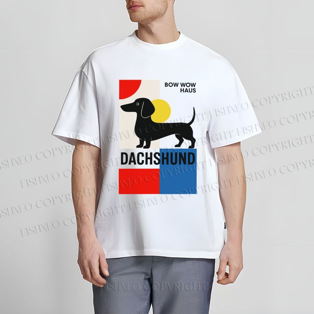 Unisex Classic Cotton Bauhaus Dachshund Printed T-shirt