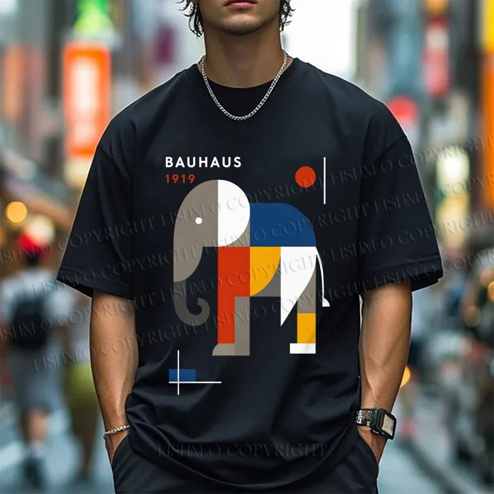 Unisex Classic Cotton Bauhaus Elephant Printed T-shirt