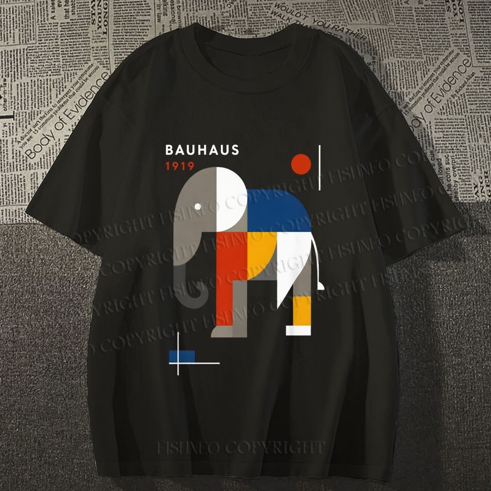 Unisex Classic Cotton Bauhaus Elephant Printed T-shirt