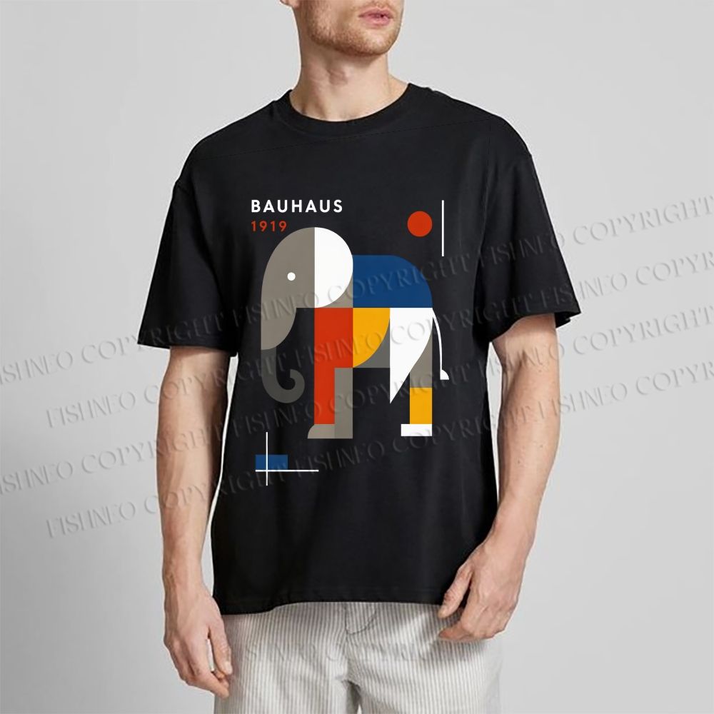 Unisex Classic Cotton Bauhaus Elephant Printed T-shirt