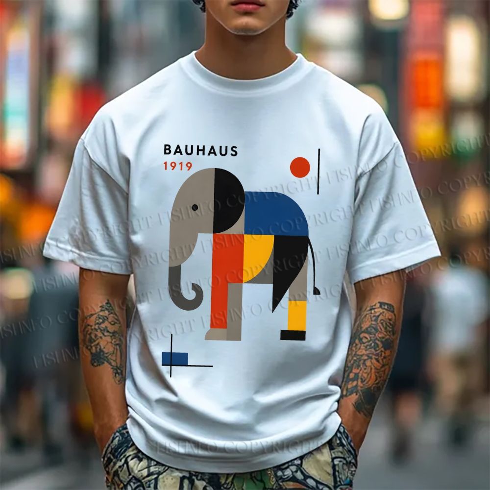 Unisex Classic Cotton Bauhaus Elephant Printed T-shirt
