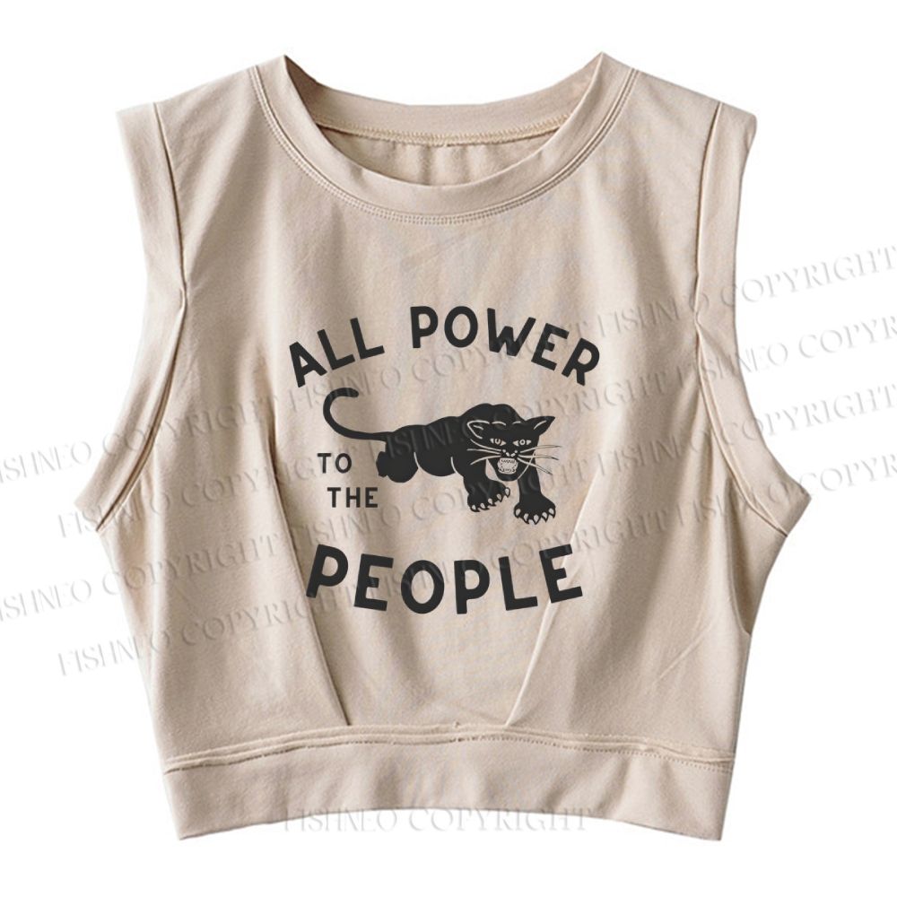 All Power To The People Black Panther Printed Sleeveless Crop Tops