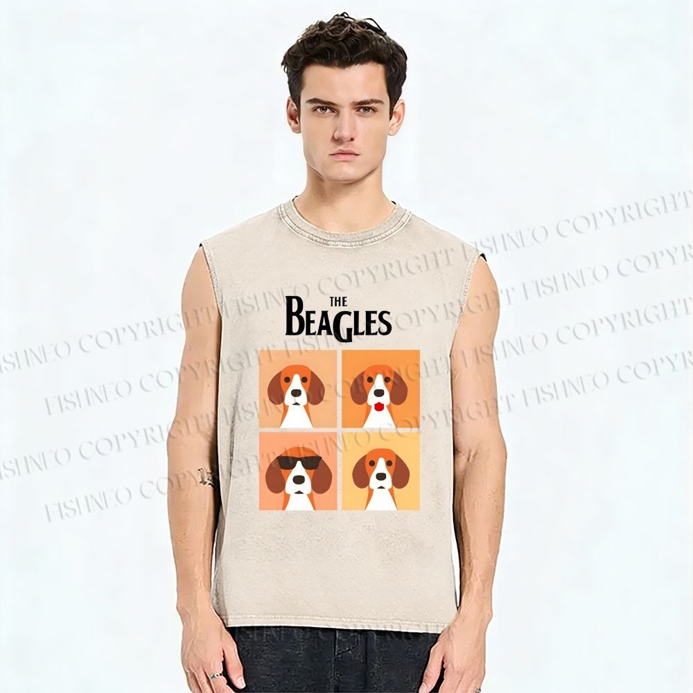 Unisex The Beagles Printed Washed Tank Top