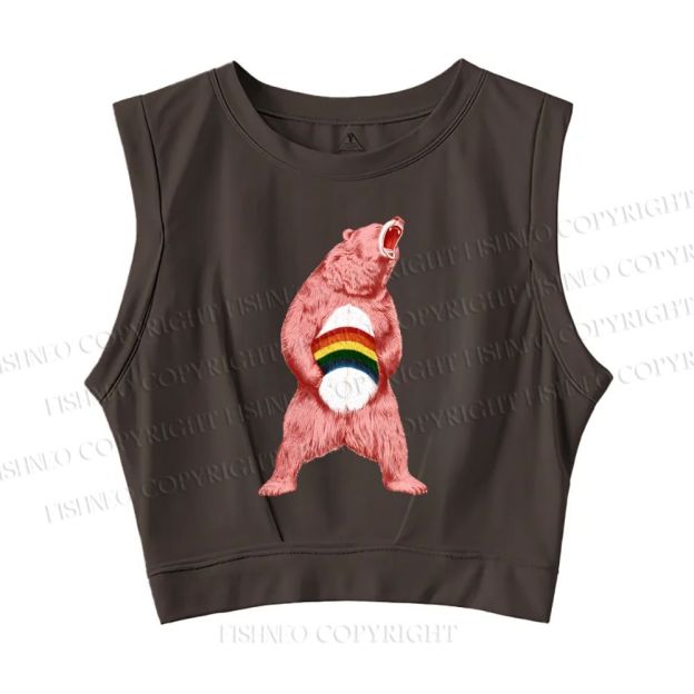 Pride Pink Bear Sleeveless Crop Tops