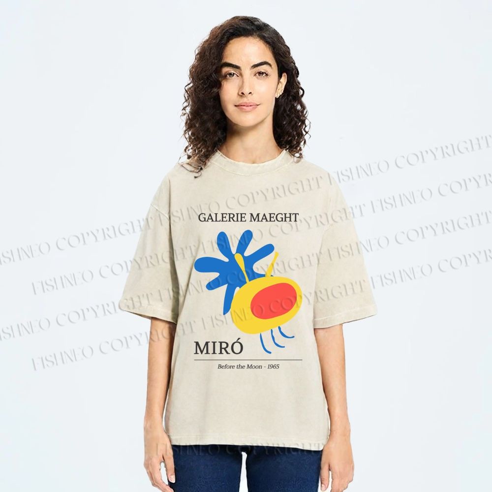 Unisex Joan Miro Before the Moon Printed Washed Tee