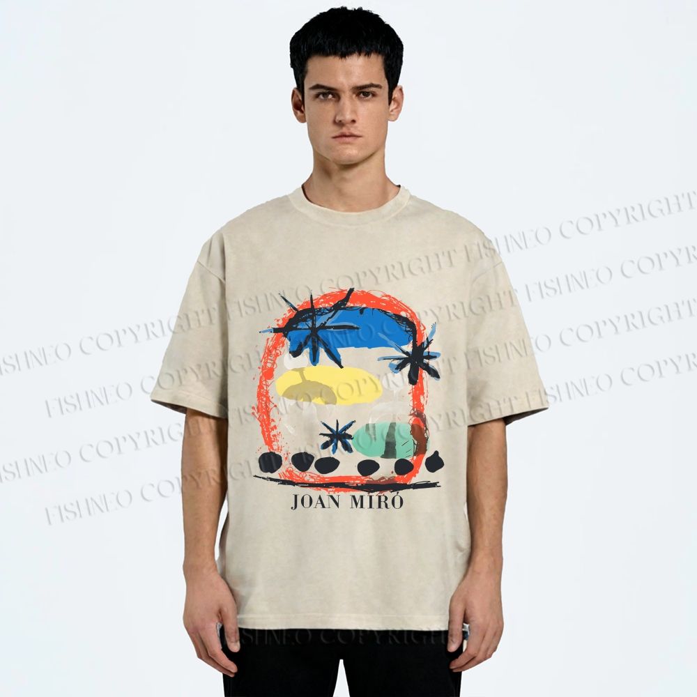 Unisex Joan Miro Constellations Printed Washed Tee