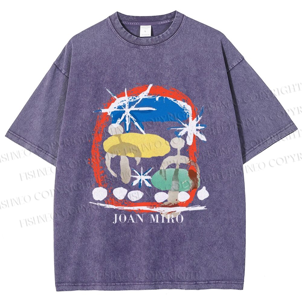 Unisex Joan Miro Constellations Printed Washed Tee