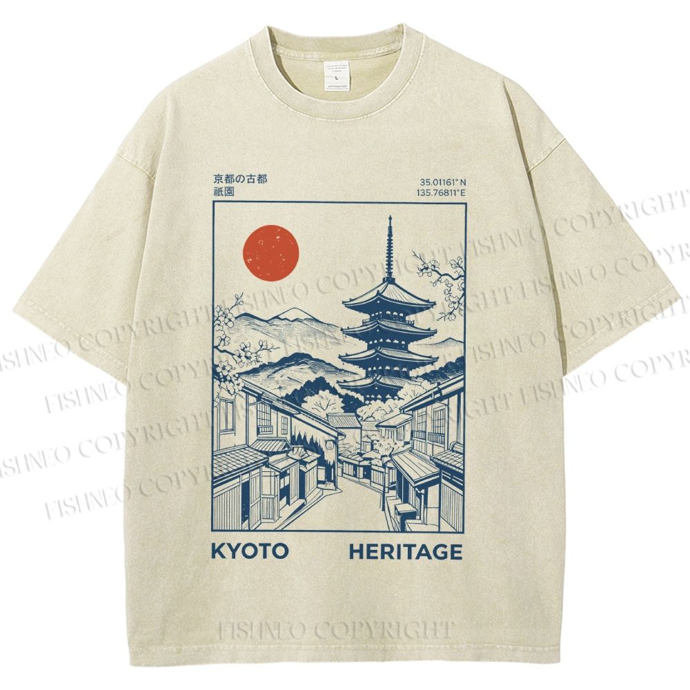 Unisex Kyoto Printed Printed Washed Tee