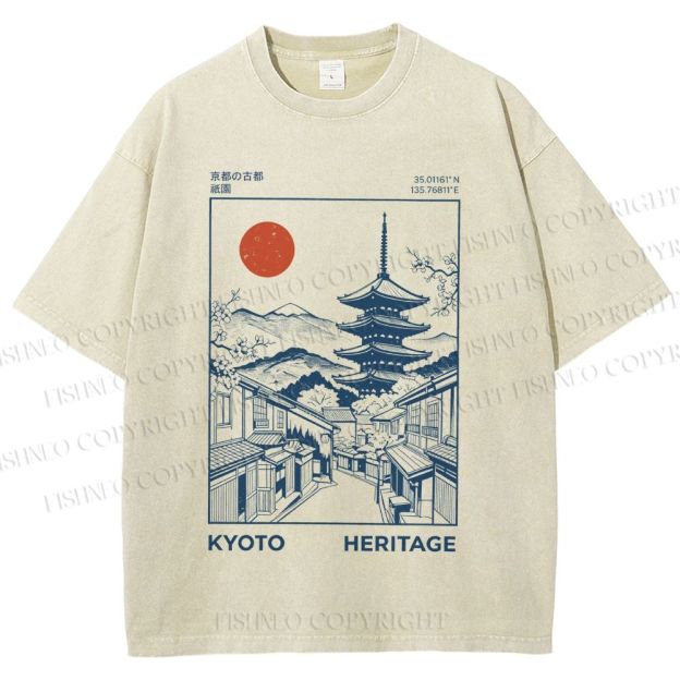 Unisex Kyoto Printed Printed Washed Tee