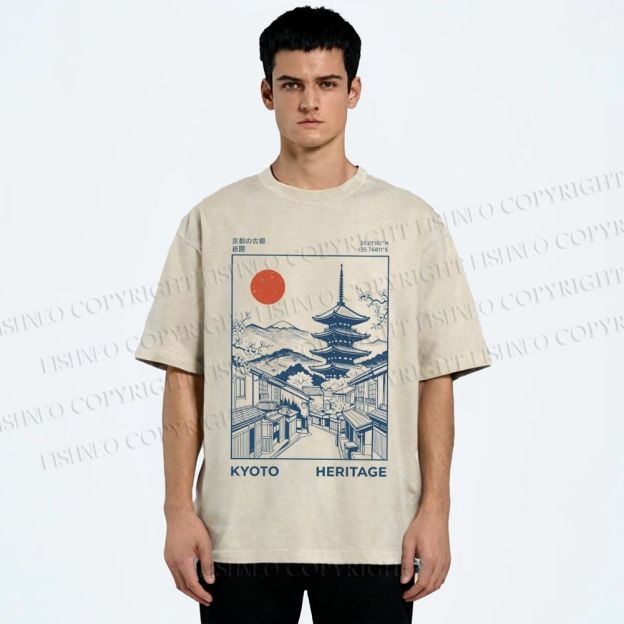 Unisex Kyoto Printed Printed Washed Tee