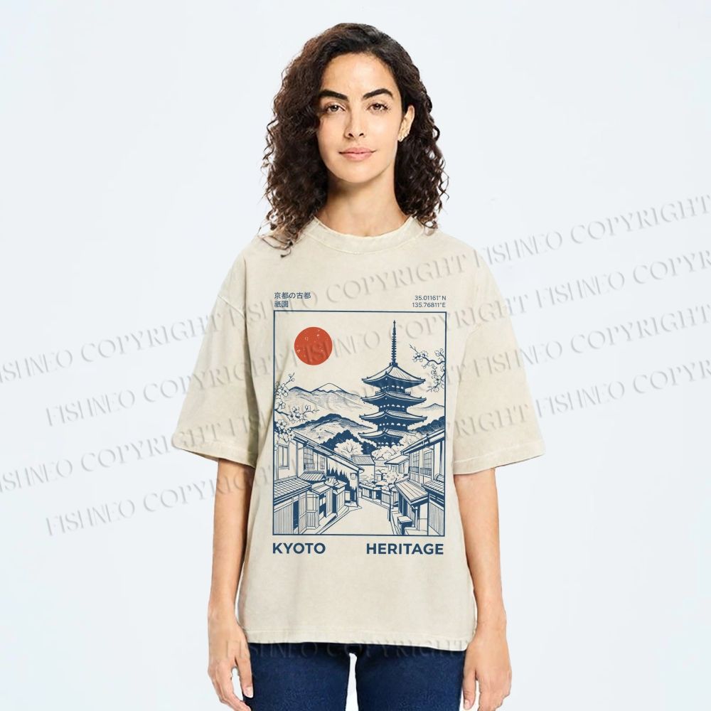 Unisex Kyoto Printed Printed Washed Tee