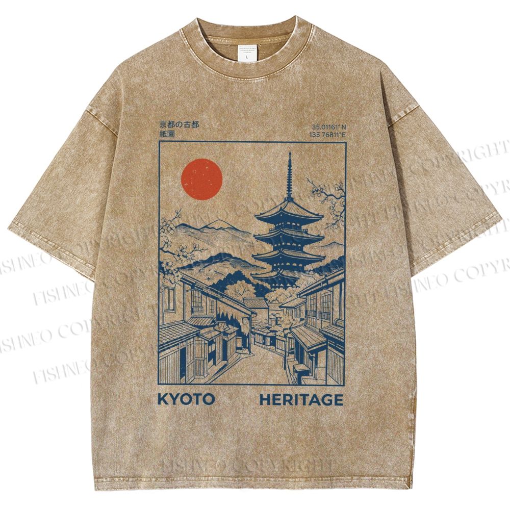 Unisex Kyoto Printed Printed Washed Tee