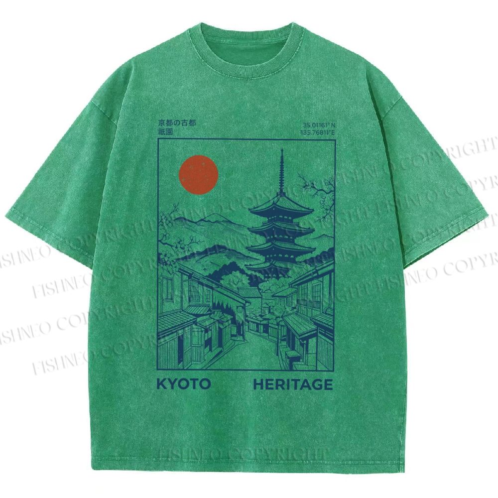 Unisex Kyoto Printed Printed Washed Tee