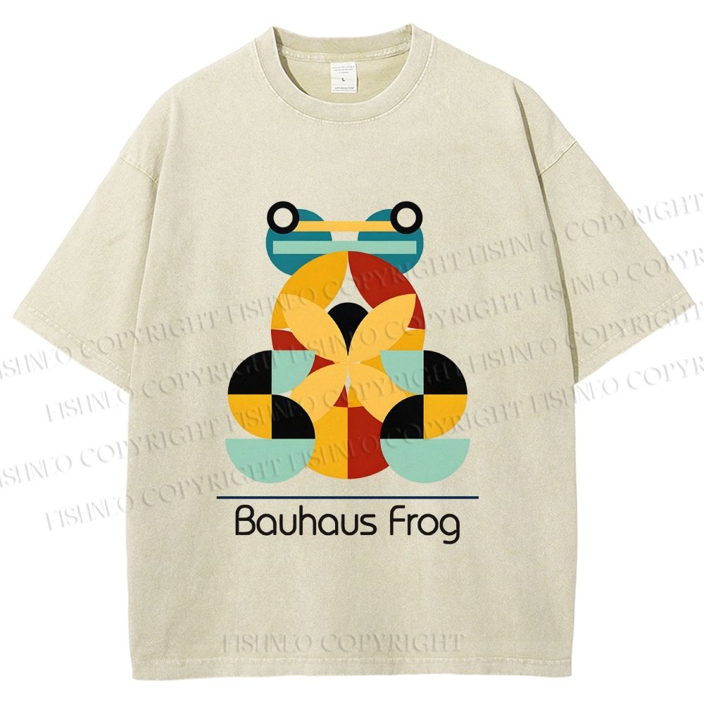 Unisex Bauhaus Frog Printed Washed Tee