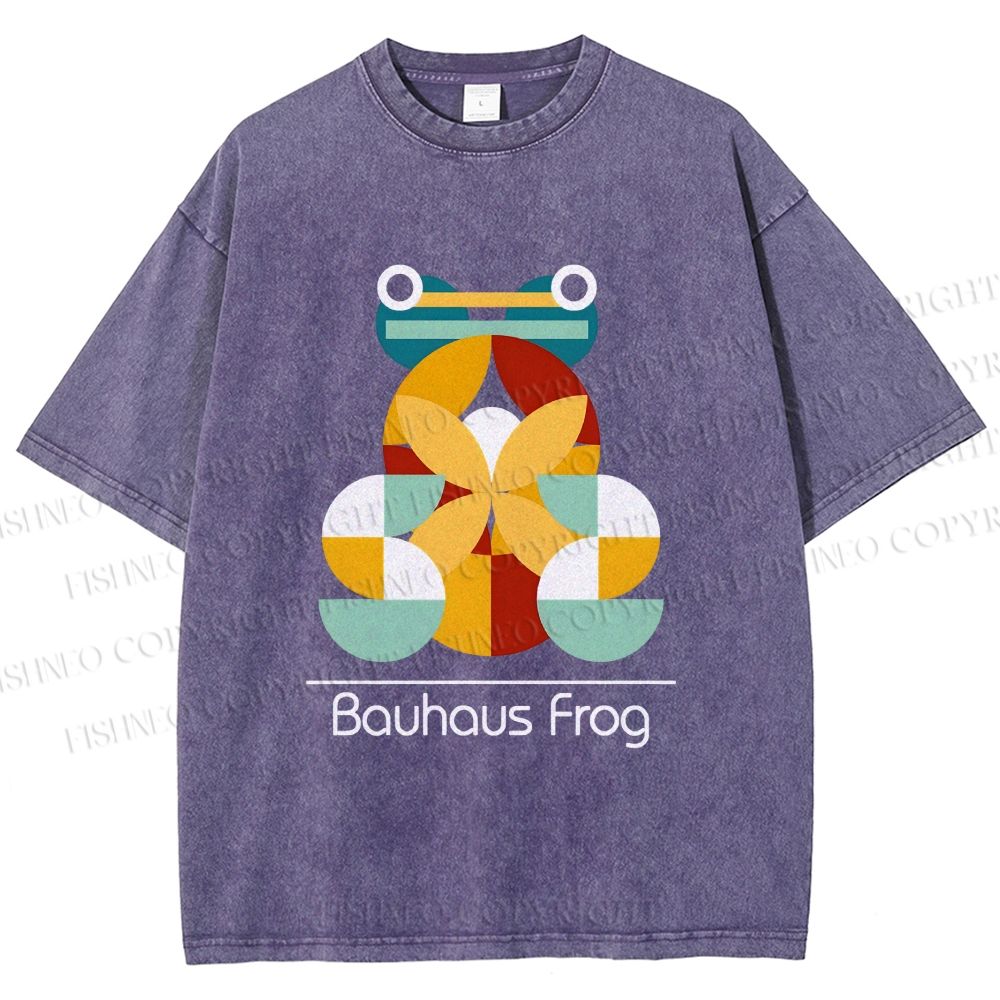 Unisex Bauhaus Frog Printed Washed Tee