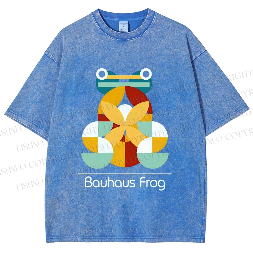 Unisex Bauhaus Frog Printed Washed Tee