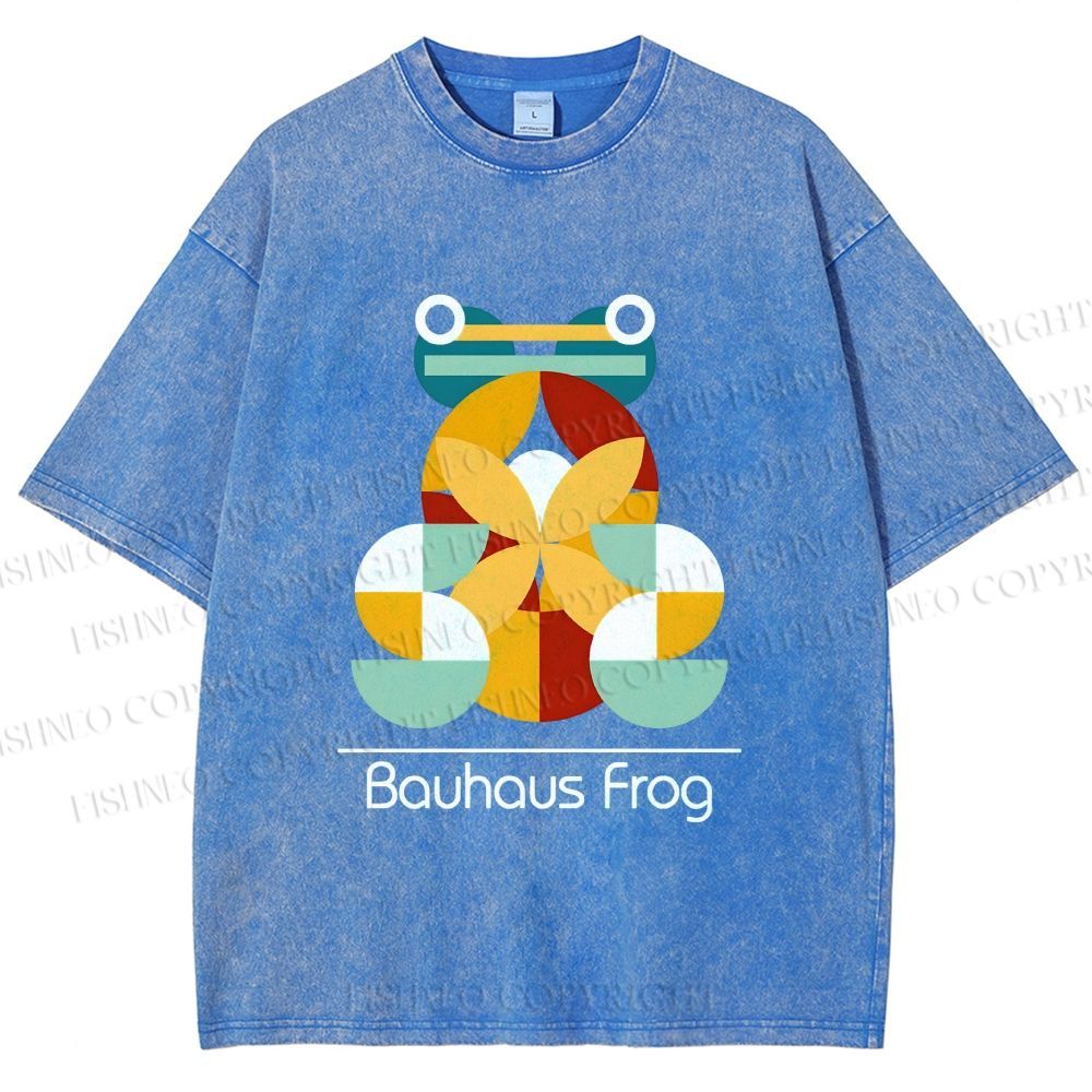 Unisex Bauhaus Frog Printed Washed Tee