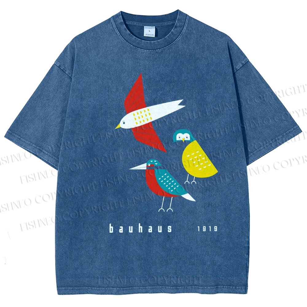 Unisex Bauhaus Bird Printed Washed Tee