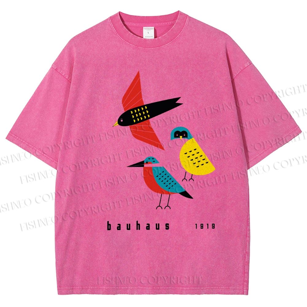 Unisex Bauhaus Bird Printed Washed Tee