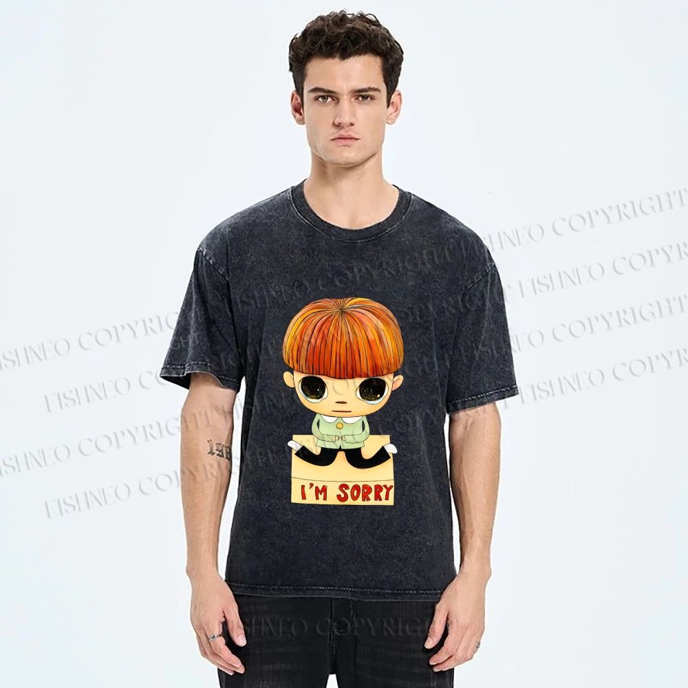 Unisex Yoshitomo Nara Im Sorry Printed Washed Tee