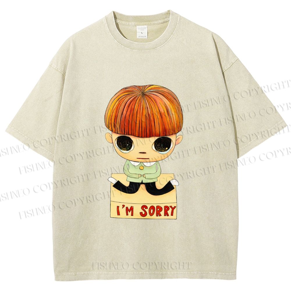 Unisex Yoshitomo Nara Im Sorry Printed Washed Tee