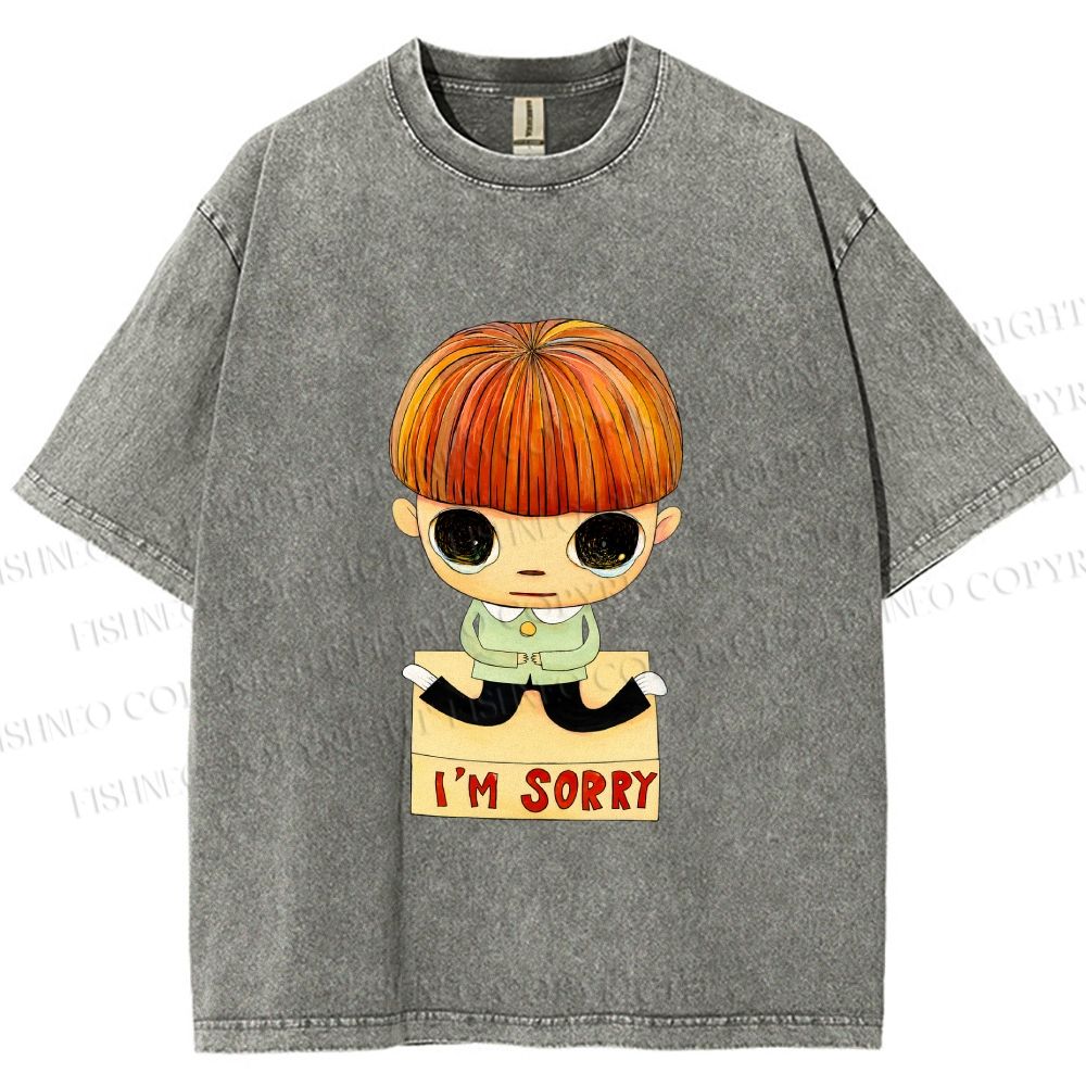Unisex Yoshitomo Nara Im Sorry Printed Washed Tee